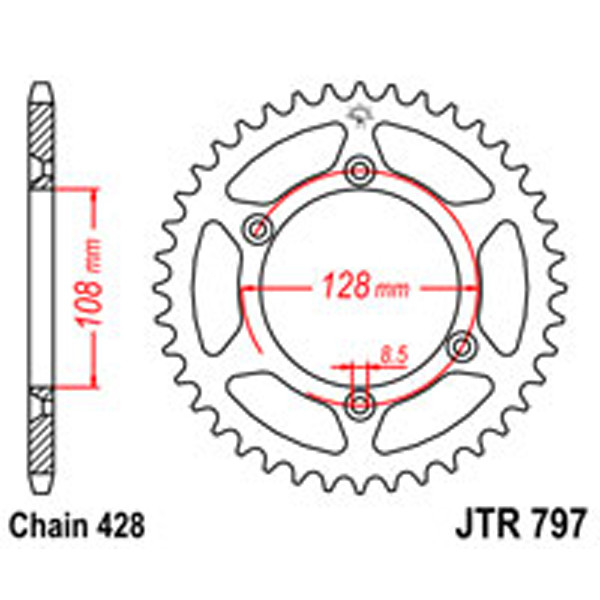 JT JT Rear Sprockets R/W 797-51 KAW